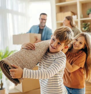 A family moving into their new home