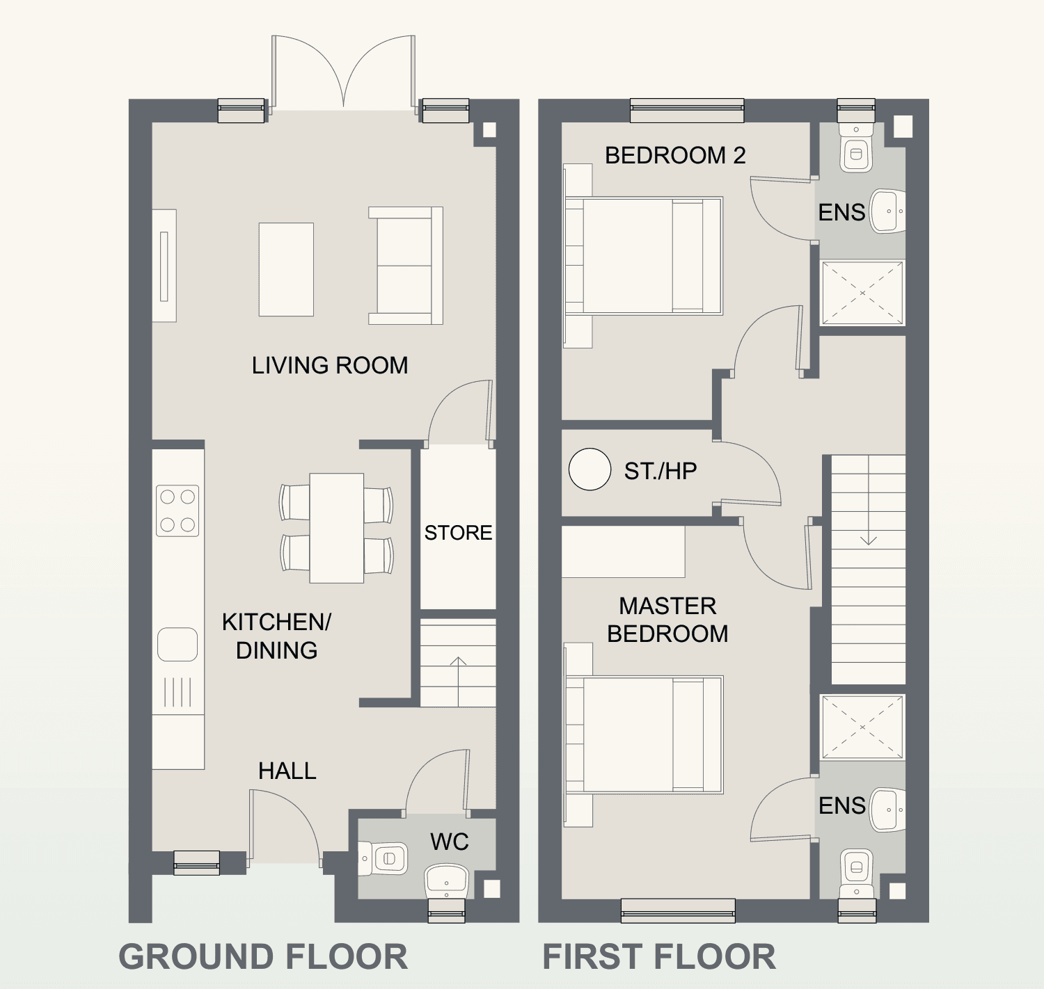 The Pine floor plans, ground and first floor